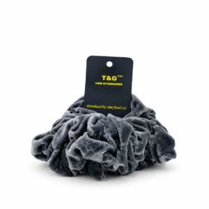 T&G Velvet Scrunchies charcoal-grey plush fabric hair accessories