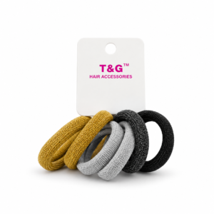 T&G Ribbed Hair Ties 6 PCS multicolour fabric-covered elastic bands