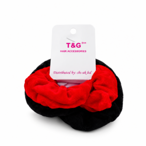 T&G Velvet Scrunchies red and black fabric hair ties