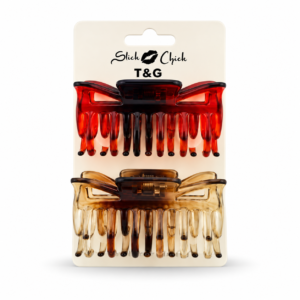 T&G Hair Claw Clips 2 PCS red and amber tortoiseshell designs