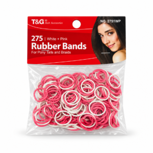 Pink and White Hair Bands by T&G, 275 PCS rubber elastics for ponytails and braids