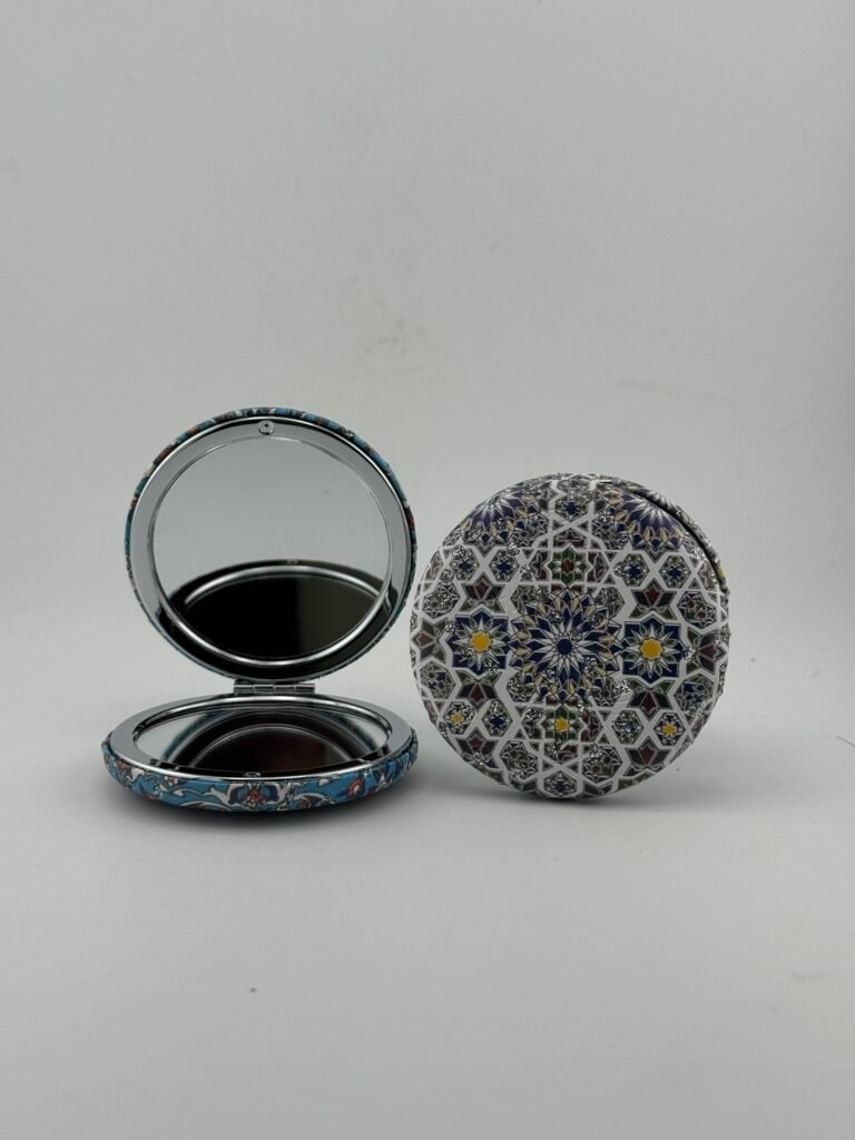 Hand-printed beauty mirror sphere shaped
