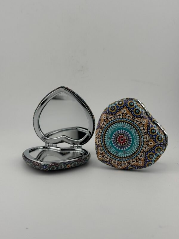 Hand-printed beauty mirror heart shaped