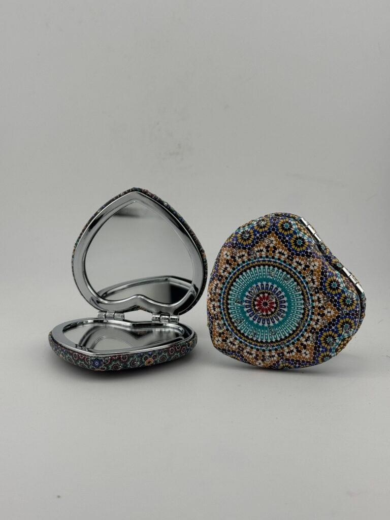 Hand-printed beauty mirror heart shaped