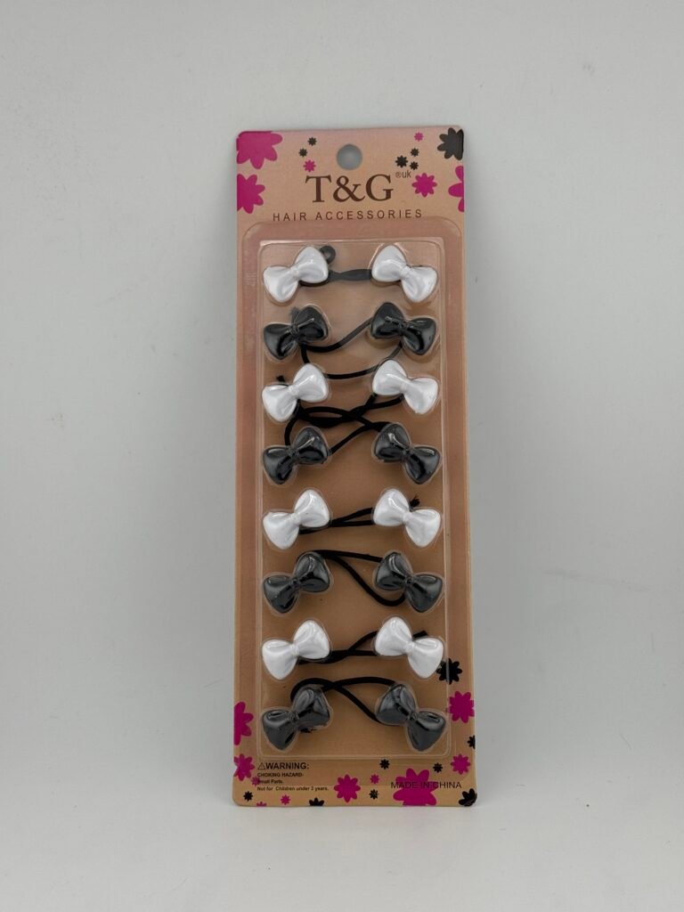 BEAUTY ESSENTIAL HAIR BOBBLES Bow shaped black and white colour 8PCS