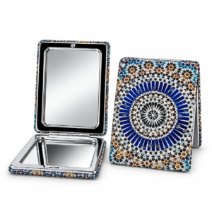 Rectangular Mandala Mirror blue floral folding compact