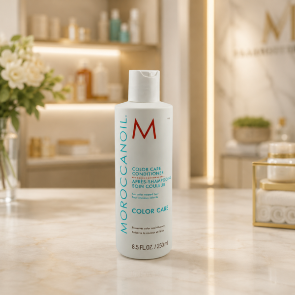 Elegant spa scene with Moroccanoil bottle