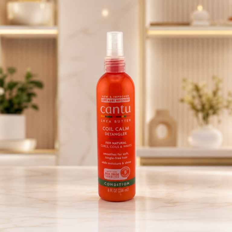 Cantu Coil Calm detangler on marble