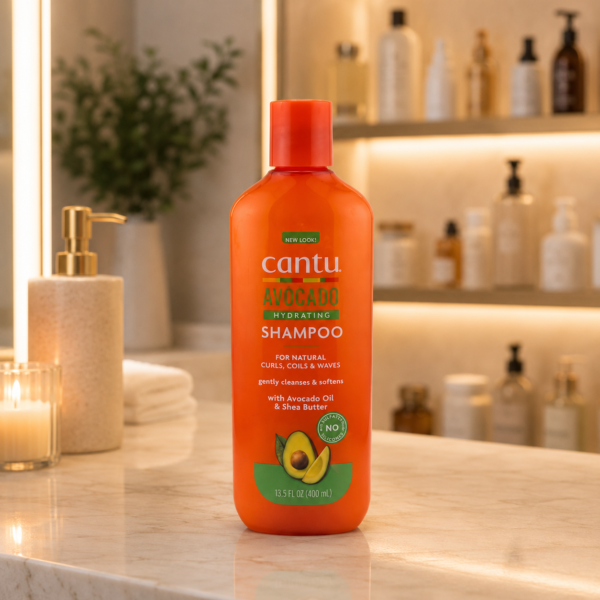 Shampoo in spa-like bathroom setting